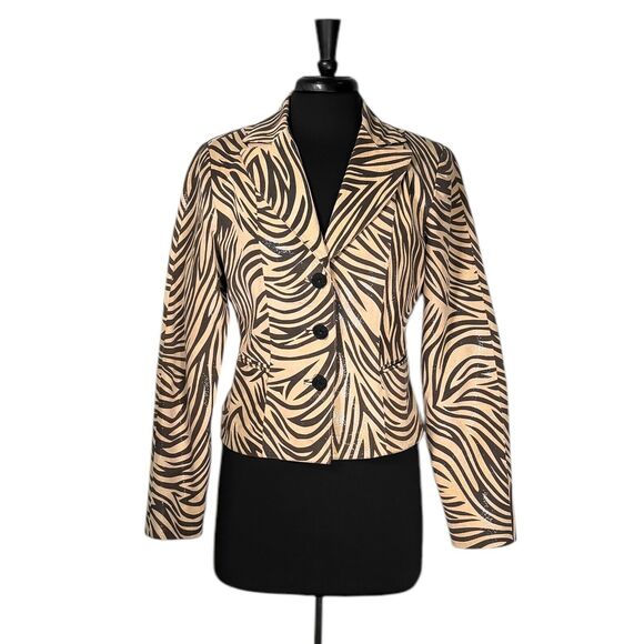 Rare Vintage Michael Hoban North Beach Leather Jacket Women's Animal Print 10